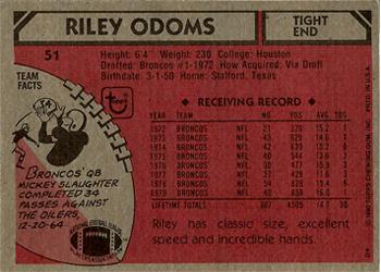 1980 Topps #51 Riley Odoms Back