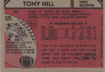 1980 Topps #53 Tony Hill Back