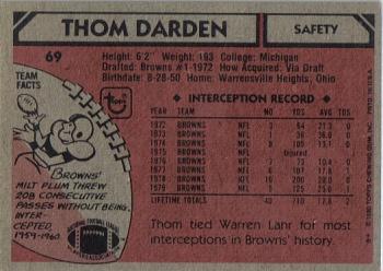 1980 Topps #69 Thom Darden Back