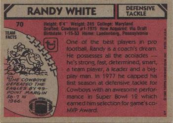 1980 Topps #70 Randy White Back