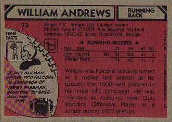 1980 Topps #73 William Andrews Back