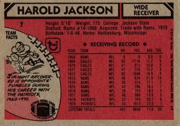 1980 Topps #7 Harold Jackson Back