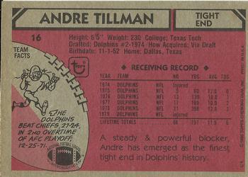 1980 Topps #16 Andre Tillman Back