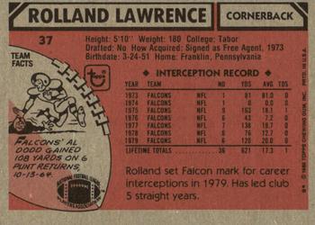 1980 Topps #37 Rolland Lawrence Back