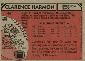 1980 Topps #44 Clarence Harmon Back
