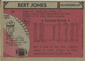 1980 Topps #45 Bert Jones Back