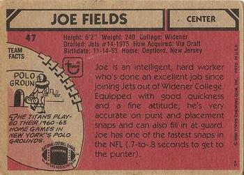 1980 Topps #47 Joe Fields Back