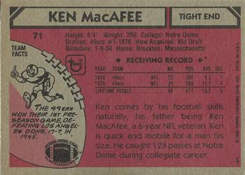 1980 Topps #71 Ken Macafee Back