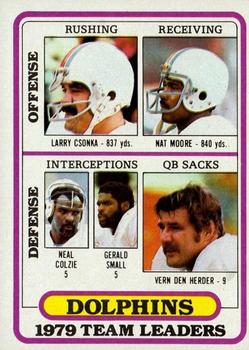 1980 Topps #76 Larry Csonka / Nat Moore / Neal Colzie / Gerald Small / Vern Den Herder Front