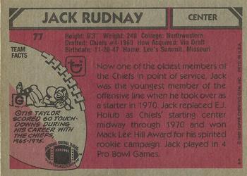1980 Topps #77 Jack Rudnay Back