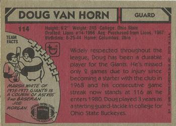 1980 Topps #114 Doug Van Horn Back