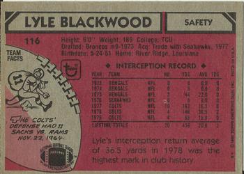 1980 Topps #116 Lyle Blackwood Back