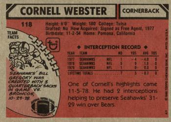 1980 Topps #118 Cornell Webster Back