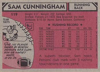 1980 Topps #119 Sam Cunningham Back