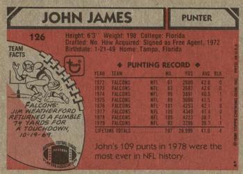 1980 Topps #126 John James Back
