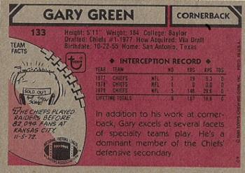 1980 Topps #133 Gary Green Back