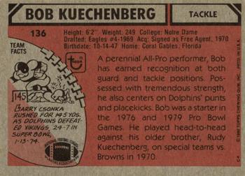 1980 Topps #136 Bob Kuechenberg Back