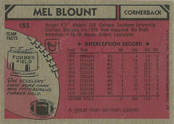 1980 Topps #155 Mel Blount Back