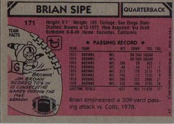 1980 Topps #171 Brian Sipe Back
