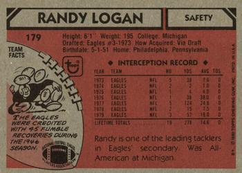 1980 Topps #179 Randy Logan Back