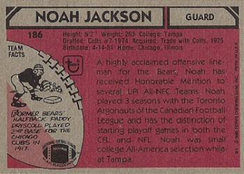 1980 Topps #186 Noah Jackson Back