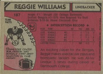 1980 Topps #187 Reggie Williams Back
