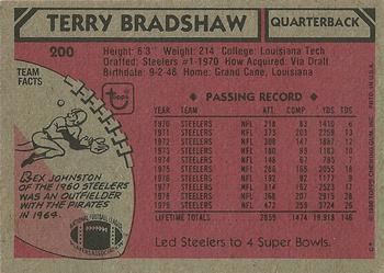 1980 Topps #200 Terry Bradshaw Back