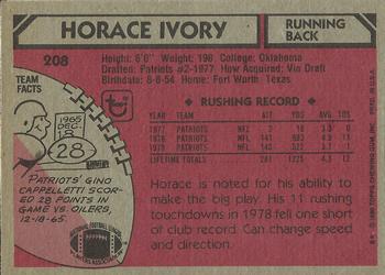 1980 Topps #208 Horace Ivory Back