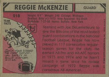 1980 Topps #218 Reggie McKenzie Back