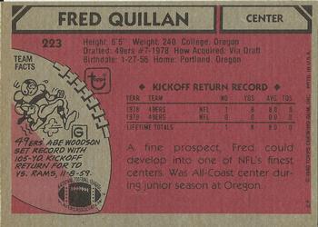 1980 Topps #223 Fred Quillan Back