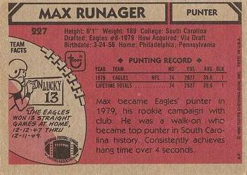 1980 Topps #227 Max Runager Back