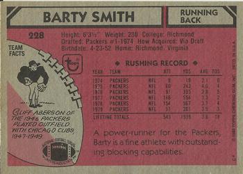 1980 Topps #228 Barty Smith Back