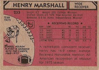1980 Topps #233 Henry Marshall Back