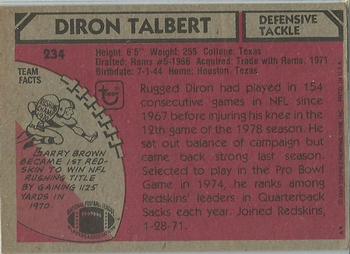 1980 Topps #234 Diron Talbert Back
