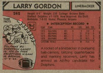 1980 Topps #242 Larry Gordon Back