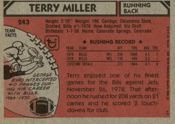 1980 Topps #243 Terry Miller Back