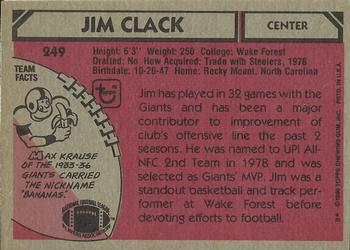 1980 Topps #249 Jim Clack Back