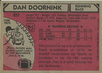 1980 Topps #257 Dan Doornink Back