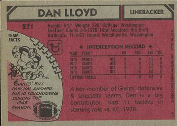 1980 Topps #271 Dan Lloyd Back