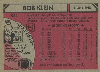 1980 Topps #283 Bob Klein Back