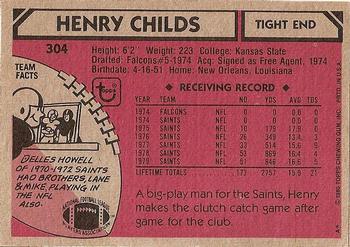 1980 Topps #304 Henry Childs Back