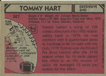 1980 Topps #307 Tommy Hart Back
