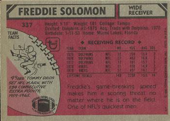 1980 Topps #337 Freddie Solomon Back