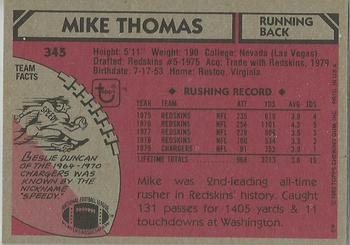 1980 Topps #345 Mike Thomas Back
