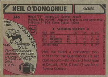 1980 Topps #346 Neil O'Donoghue Back