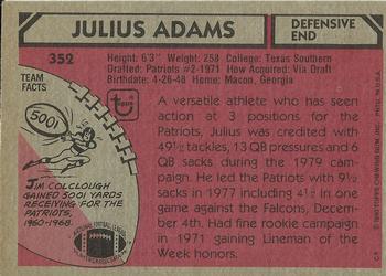 1980 Topps #352 Julius Adams Back
