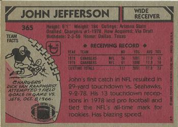 1980 Topps #365 John Jefferson Back