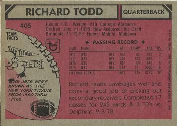 1980 Topps #405 Richard Todd Back
