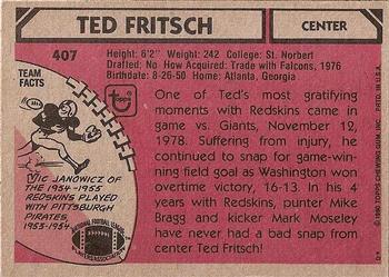 1980 Topps #407 Ted Fritsch Jr. Back