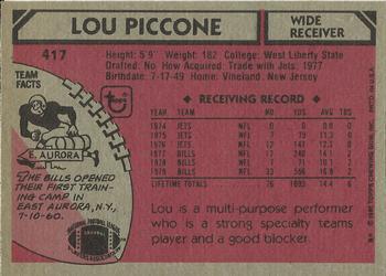 1980 Topps #417 Lou Piccone Back